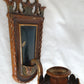 Antique Pair Wall Mounted Brass Metal Sconces Ornate Arched Top Floral Fluted Cup Gothic Revival Spanish Mediterranean Style