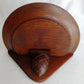 Antique Hand Carved Half Moon Wooden Wall Mount Sconce Shelf Hanging Wall Pocket Match Holder Pinecone Motif Small Items Display
