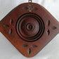 Antique Hand Carved Half Moon Wooden Wall Mount Sconce Shelf Hanging Wall Pocket Match Holder Pinecone Motif Small Items Display