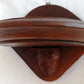 Antique Hand Carved Half Moon Wooden Wall Mount Sconce Shelf Hanging Wall Pocket Match Holder Pinecone Motif Small Items Display