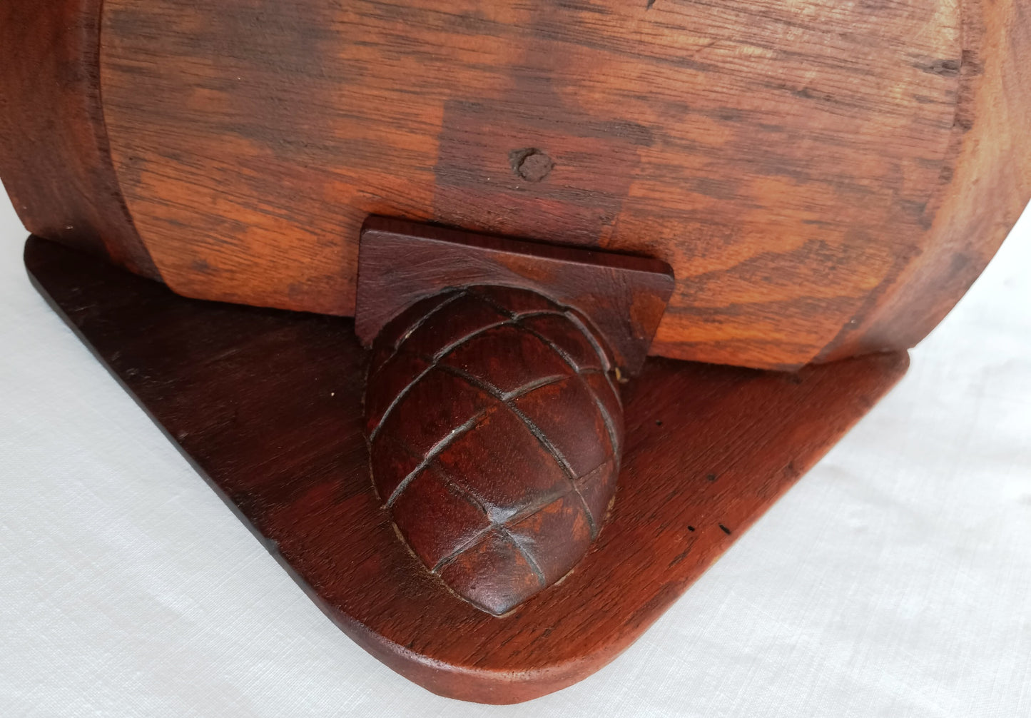 Antique Hand Carved Half Moon Wooden Wall Mount Sconce Shelf Hanging Wall Pocket Match Holder Pinecone Motif Small Items Display