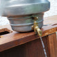 Antique Pewter Lavabo Wall Reservoir Water Fountain Pocket Vase Brass Turn-Spigot Marked CB-Made in Italy