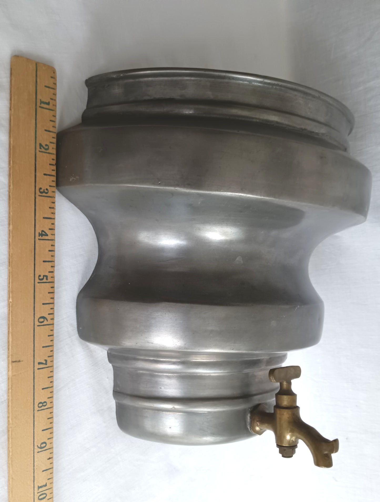 Antique Pewter Lavabo Wall Reservoir Water Fountain Pocket Vase Brass Turn-Spigot Marked CB-Made in Italy
