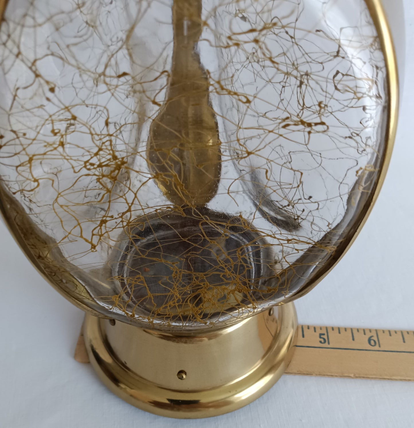 Vintage Mid Century Ship Lantern Liquor Decanter Brass Three-Sided d Glass Mechanical Music Box How Dry I Am Tune Novelty Barware–Japan-NOS