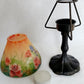 Vintage Art Nouveau Style Tea Light Candle Lamp Hand Painted Reverse Painted Glass Fairy Shade Floral Roses Butterflies –NOS