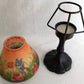 Vintage Art Nouveau Style Tea Light Candle Lamp Hand Painted Reverse Painted Glass Fairy Shade Floral Roses Butterflies –NOS
