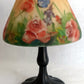 Vintage Art Nouveau Style Tea Light Candle Lamp Hand Painted Reverse Painted Glass Fairy Shade Floral Roses Butterflies –NOS