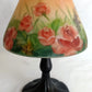 Vintage Art Nouveau Style Tea Light Candle Lamp Hand Painted Reverse Painted Glass Fairy Shade Floral Roses Butterflies –NOS