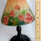 Vintage Art Nouveau Style Tea Light Candle Lamp Hand Painted Reverse Painted Glass Fairy Shade Floral Roses Butterflies –NOS