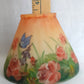 Vintage Art Nouveau Style Tea Light Candle Lamp Hand Painted Reverse Painted Glass Fairy Shade Floral Roses Butterflies –NOS