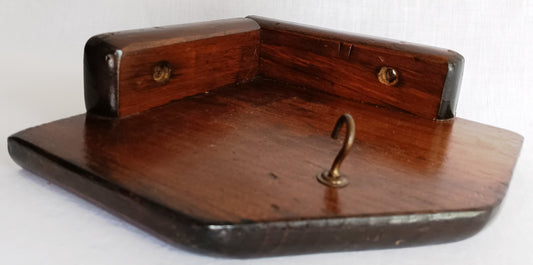 Vintage Handcrafted Solid Wood Wall Mounted Corner Pocket Watch Display Shelf Watch Hutch Central Metal Hook Hanging Keys