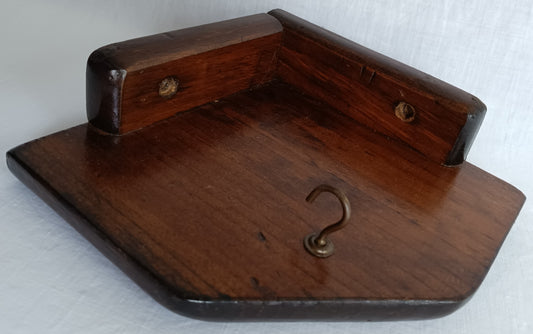 Vintage Handcrafted Solid Wood Wall Mounted Corner Pocket Watch Display Shelf Watch Hutch Central Metal Hook Hanging Keys