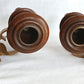 Vintage Wall Mounted Pair Homco Double Candle Holder Sconces Wood Brass Gold Leaf Accent