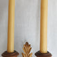 Vintage Wall Mounted Pair Homco Double Candle Holder Sconces Wood Brass Gold Leaf Accent
