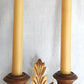 Vintage Wall Mounted Pair Homco Double Candle Holder Sconces Wood Brass Gold Leaf Accent