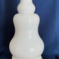 Vintage French Baccarat Style Table Lamp Milk Glass Opaline Ornate Bronze Ormolu Mount Base Harp Finial Art Glass