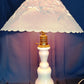 Vintage French Baccarat Style Table Lamp Milk Glass Opaline Ornate Bronze Ormolu Mount Base Harp Finial Art Glass
