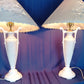 Pair Hollywood Regency Neoclassical Style Trophy Amphora 3 Way Table Lamps White Lacquer Cast Iron Brass Harp Finial-30 in Tall