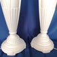 Pair Hollywood Regency Neoclassical Style Trophy Amphora 3 Way Table Lamps White Lacquer Cast Iron Brass Harp Finial-30 in Tall