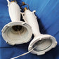 Pair Hollywood Regency Neoclassical Style Trophy Amphora 3 Way Table Lamps White Lacquer Cast Iron Brass Harp Finial-30 in Tall