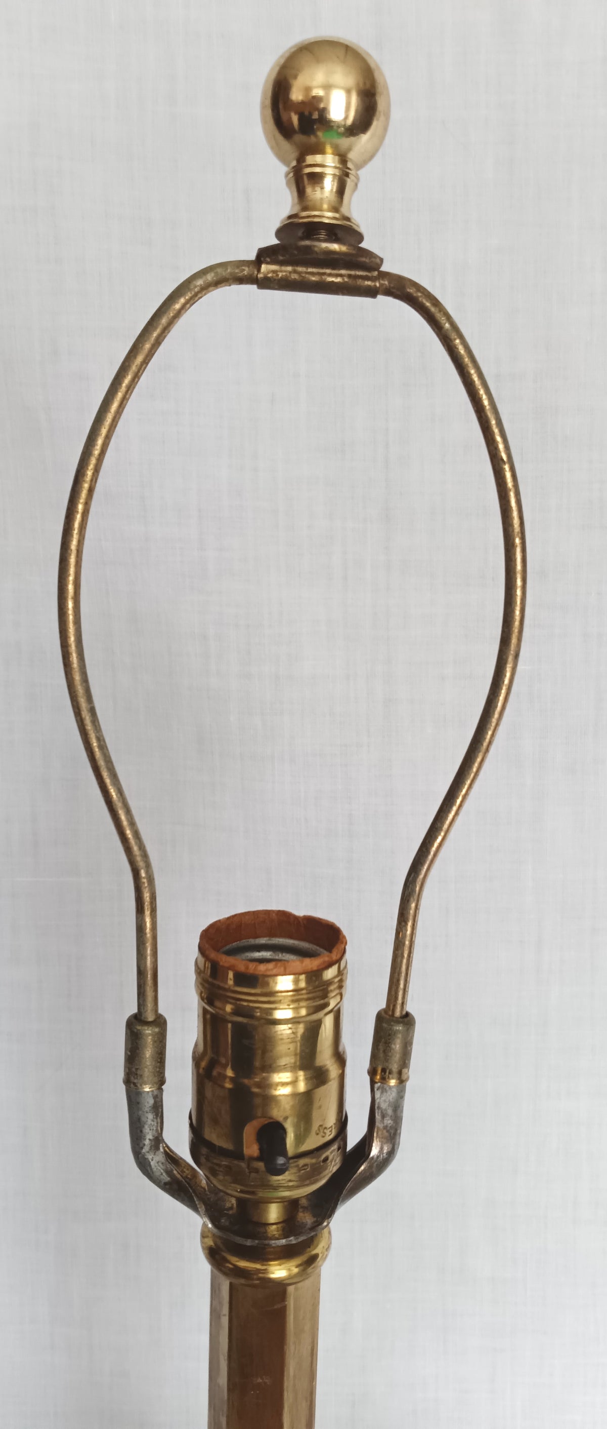 Vintage Neoclassical Style Brass Copper Candlestick Table Lamp with Harp Finial