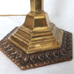 Vintage Neoclassical Style Brass Copper Candlestick Table Lamp with Harp Finial