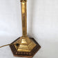 Vintage Neoclassical Style Brass Copper Candlestick Table Lamp with Harp Finial