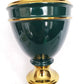 Vintage Hollywood Regency Style Solid Brass Dark Green Enamel Urn Trophy 3 Way Heavy Table Lamp Harp Finial 30”H