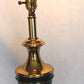 Vintage Hollywood Regency Style Solid Brass Dark Green Enamel Urn Trophy 3 Way Heavy Table Lamp Harp Finial 30”H