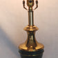 Vintage Hollywood Regency Style Solid Brass Dark Green Enamel Urn Trophy 3 Way Heavy Table Lamp Harp Finial 30”H