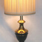 Vintage Hollywood Regency Style Solid Brass Dark Green Enamel Urn Trophy 3 Way Heavy Table Lamp Harp Finial 30”H