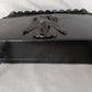 Vintage Wall Mounted Metal Mailbox Scalloped Lid Federal American Eagle Emblem Metal Curved Hooks Retro 12” Wide