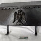 Vintage Wall Mounted Metal Mailbox Scalloped Lid Federal American Eagle Emblem Metal Curved Hooks Retro 12” Wide