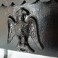 Vintage Wall Mounted Metal Mailbox Scalloped Lid Federal American Eagle Emblem Metal Curved Hooks Retro 12” Wide
