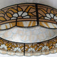 Tiffany Style Hanging Pendant Swag Textured Glass Decal Fish Scale Pattern Floral Milk Glass Globe Iron Chain Canopy