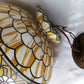Tiffany Style Hanging Pendant Swag Textured Glass Decal Fish Scale Pattern Floral Milk Glass Globe Iron Chain Canopy