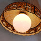 Tiffany Style Hanging Pendant Swag Textured Glass Decal Fish Scale Pattern Floral Milk Glass Globe Iron Chain Canopy