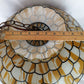 Tiffany Style Hanging Pendant Swag Textured Glass Decal Fish Scale Pattern Floral Milk Glass Globe Iron Chain Canopy