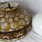 Tiffany Style Hanging Pendant Swag Textured Glass Decal Fish Scale Pattern Floral Milk Glass Globe Iron Chain Canopy