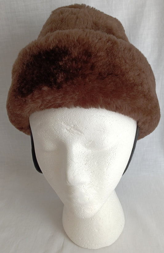 Vintage Dark Brown Faux Fur Cossack Ushanka Style Hat For Men Ear Flaps Superior Quality Padded Warm Winter Head Accessories Small Size
