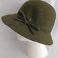 Vintage Doeskin Geo W Bollman Olive Green 100% Wool Women’s Cloche Hat-NOS