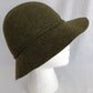 Vintage Doeskin Geo W Bollman Olive Green 100% Wool Women’s Cloche Hat-NOS