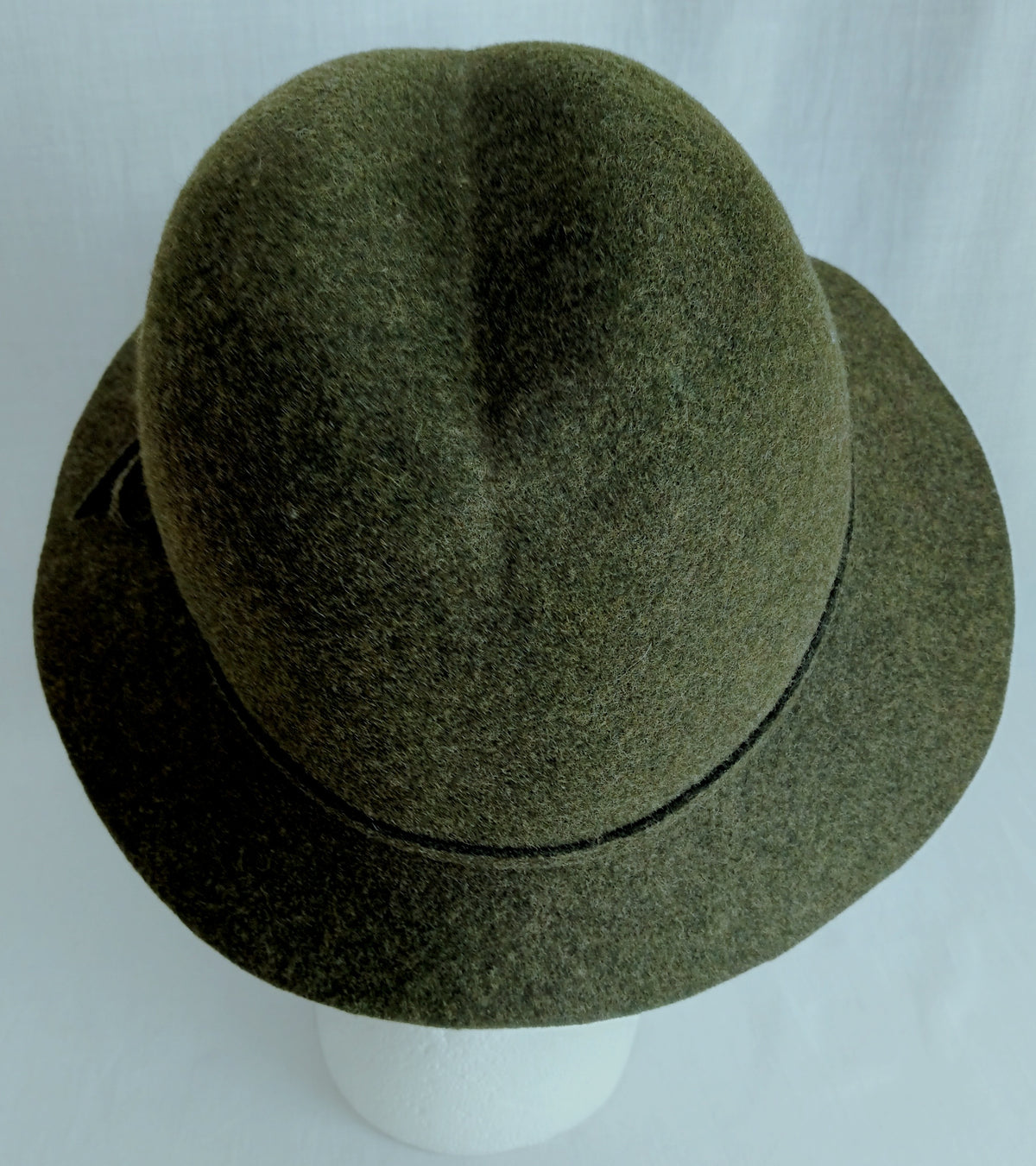 Vintage Doeskin Geo W Bollman Olive Green 100% Wool Women’s Cloche Hat-NOS