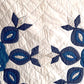 Vintage Hand Stitched Appliqué Cotton Quilt Two Tone Blue Floral Pattern Grandmother’s Dream Style Light Blanket 60 W x 86 L