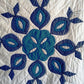 Vintage Hand Stitched Appliqué Cotton Quilt Two Tone Blue Floral Pattern Grandmother’s Dream Style Light Blanket 60 W x 86 L