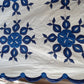 Vintage Hand Stitched Appliqué Cotton Quilt Two Tone Blue Floral Pattern Grandmother’s Dream Style Light Blanket 60 W x 86 L