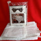 Vintage Nottingham Lace Rectangle Floral White Cotton Tablecloth The Black Tie Collection Wrinkle Free Soil Release-USA-52 x 70 –NOS-NIB