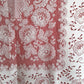 Vintage Nottingham Lace Rectangle Floral White Cotton Tablecloth The Black Tie Collection Wrinkle Free Soil Release-USA-52 x 70 –NOS-NIB