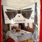 VTG Nottingham Lace Woven Tablecloth Ivory Cotton Black Tie Collection Royal Palace Perma Press Soil Release Extra Long Rectangle 70x144-NIB