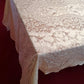 VTG Nottingham Lace Woven Tablecloth Ivory Cotton Black Tie Collection Royal Palace Perma Press Soil Release Extra Long Rectangle 70x144-NIB